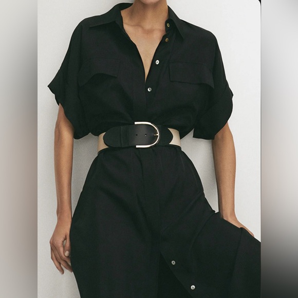 Commense Polo Pockets Tied Midi Dress Sz S Small - Picture 2 of 12